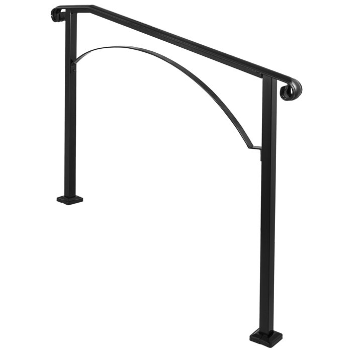 VEVOR Iron Handrail Arch Hand Railing Rail Fits 3 Steps Black For